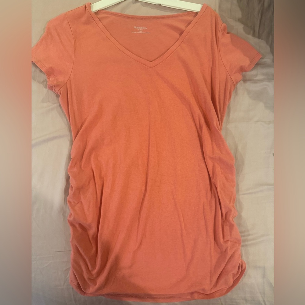 Motherhood Maternity Pink Scrunched Side Shirt